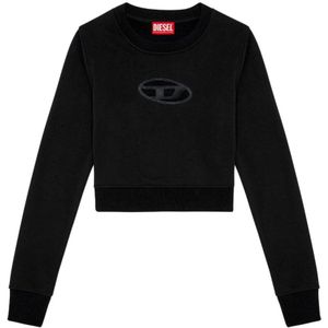 Diesel, Sweatshirts & Hoodies, Dames, Zwart, XS, Stijlvolle Felpa Logo Sweatshirt voor vrouwen