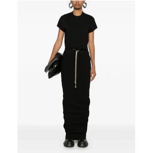 Rick Owens, Rokken, Dames, Zwart, M, Katoen, Zwarte Katoenen Lange Rok met Split