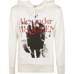Alexander McQueen, Sweatshirts & Hoodies, Heren, Wit, S, Katoen, Gedrukte hoodie