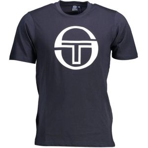 Sergio Tacchini, Tops, Heren, Blauw, L, Katoen, Blauw Katoen Logo Print T-shirt