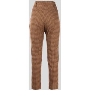 Liu Jo, Broeken, Dames, Bruin, S, Polyester, Elegante Geruite Winterbroek Vrouwen