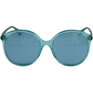 Gucci Vintage, Vintage Turquoise Ronde Zonnebril Blauw, Dames, Maat:ONE Size