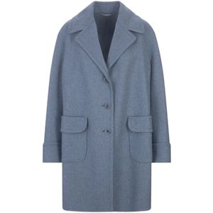 Ermanno Scervino, Mantels, Dames, Blauw, XS, Wol, Blauwe Wollen Single-Breasted Jas