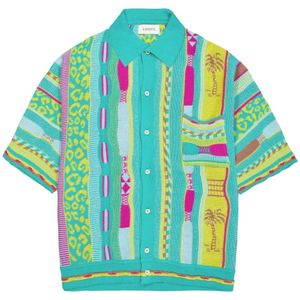 Laneus, Multicolor Turquoise Jacquard Polo Shirt Veelkleurig, Heren, Maat:L