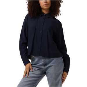 Modström, Blouses & Shirts, Dames, Blauw, L, Navy Blauwe Stijlvolle Blouse