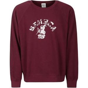 Wild Donkey, Sweatshirts & Hoodies, Heren, Rood, S, Katoen, Bordeauxrood Katoenen Sweatshirt met Witte Print