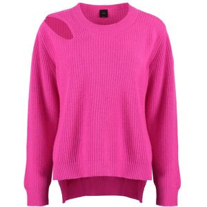 Pinko, Truien, Dames, Roze, M, Wol, Geribbelde Wolmix Pullover