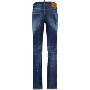 Dsquared2, Jeans, Dames, Blauw, M, Denim, Donkerblauwe Denim Straight Leg Jeans