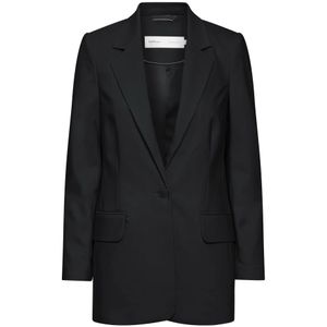 InWear, Jassen, Dames, Zwart, 2Xl, Katoen, Lange Blazer met Regular Fit