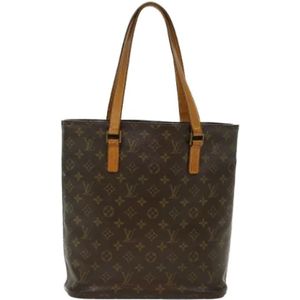 Louis Vuitton Vintage, Pre-owned, Dames, Bruin, ONE Size, Tweed, Tweedehands Bruin Doek Vavin GM Tote Tas