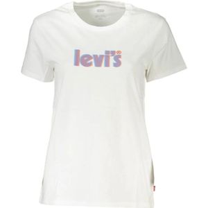 Levi's, Tops, Dames, Wit, L, Katoen, Witte Katoenen Logo Print T-Shirt