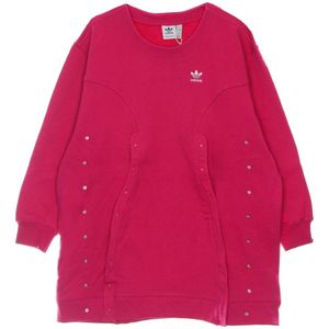 Adidas, Kleedjes, Dames, Roze, L, Katoen, Magenta Sweater Jurk Lichtgewicht Fleece