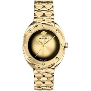 Versace, Accessoires, Dames, Veelkleurig, ONE Size, Gouden Analoge Horloge Shadov Vebm 006
