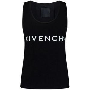 Givenchy, Tops, Dames, Zwart, XS, Katoen, Zwarte Mouwloze Top met Archetype Print