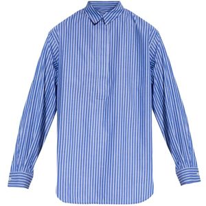 Samsøe Samsøe, Blouses & Shirts, Dames, Blauw, M, Katoen, Gestreept overhemd