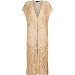 Mes Demoiselles, Kleedjes, Dames, Beige, S, Katoen, Gouden Gebreide Mouwloze Vest