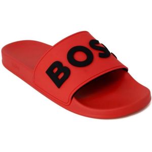 Hugo Boss, Schoenen, Heren, Rood, 40 EU, Rode Rubberen Slippers