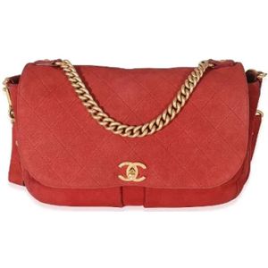 Chanel Vintage, Pre-owned, Dames, Rood, ONE Size, Suède, Pre-owned Suede chanel-bags