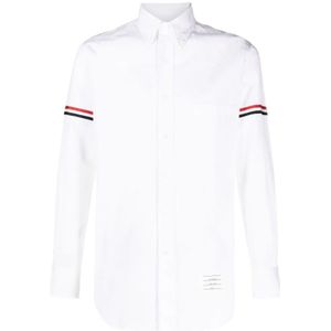 Thom Browne, Witte RWB Gestreepte Mouw Overhemd Wit, Heren, Maat:XL