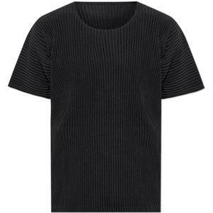 Issey Miyake, Tops, Heren, Zwart, L, Geplooide T-shirt