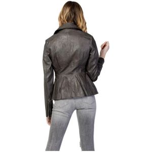 Guess, Jassen, Dames, Zwart, L, Grijze Blazer met Ritssluiting en Reverskraag