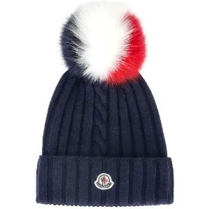 Moncler Pre-owned, Pre-owned, Dames, Blauw, ONE Size, Katoen, Pre-owned Cotton hats