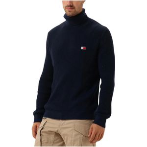 Tommy Jeans, Truien, Heren, Blauw, L, Blauwe Coltrui Slim Fit