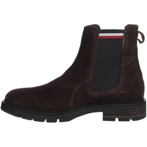 Tommy Hilfiger, Schoenen, Heren, Bruin, 41 EU, Suède, Suede Chelsea Bruine Enkellaars