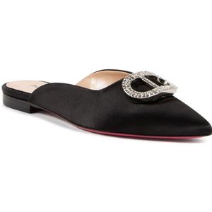 Dee Ocleppo, Schoenen, Dames, Zwart, 38 EU, Satijn, Satin Strass Pointed Toe Slides