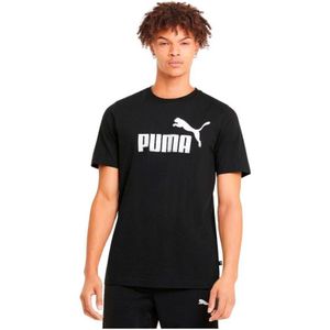 Puma, Tops, Heren, Zwart, 2Xl, Katoen, Ess Logo Tee Lichtgewicht Katoenen T-shirt