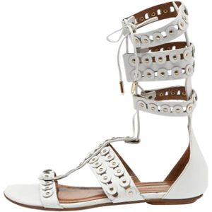 Aquazzura Pre-owned, Pre-owned Leather sandals Wit, Dames, Maat:37 EU