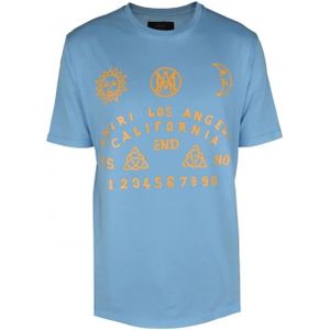 Amiri, Tops, Heren, Blauw, L, Katoen, Lichtblauw Grafisch Print T-shirt
