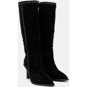 Alma EN Pena, Schoenen, Dames, Zwart, 37 EU, Leer, Leren Hoge Laarzenjes met Studs