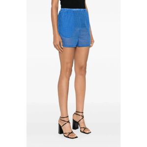 Ermanno Scervino, Korte broeken, Dames, Blauw, S, Katoen, Blauwe Gingham Check Katoenen Shorts