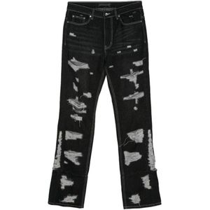 Who Decides War, Zwarte Denim Jeans met Distressed Finish Zwart, Heren, Maat:W30