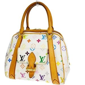 Louis Vuitton Vintage, Pre-owned, Dames, Wit, ONE Size, Leer, Tweedehands Canvas Louis Vuitton tassen