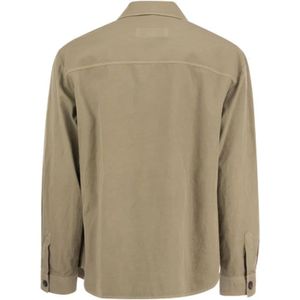 Fay, Jassen, Heren, Beige, S, Katoen, Casual Katoen Linnen Overshirt met Zakken