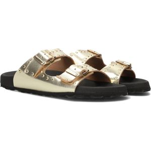 Lina Locchi, Schoenen, Dames, Geel, 42 EU, Studded Double Buckle Slippers