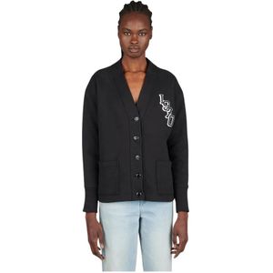 Kenzo, Truien, Dames, Zwart, M, Katoen, Grafische Print Tiger Academy Cardigan