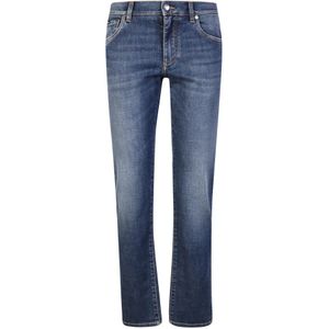 Dolce & Gabbana, Jeans, Heren, Blauw, 2Xl, Katoen, Blauwe Straight-Leg Jeans voor Heren