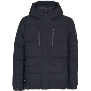 Save The Duck, Jassen, Heren, Zwart, S/M, Polyester, Zwarte Arctic Line Jas met Capuchon