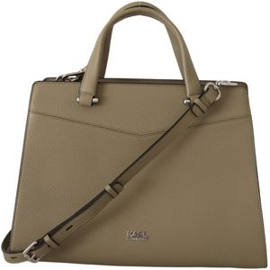 Karl Lagerfeld, Tassen, Dames, Groen, ONE Size, Leer, Sage Groene Leren Tote Tas