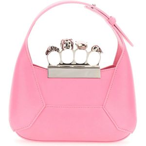 Alexander McQueen, Tassen, Dames, Roze, ONE Size, Mini Juwelen Hobo Tas met Afneembare Ketting