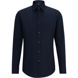 Hugo Boss, Overhemden, Heren, Blauw, 6Xl, Katoen, Blauw Slim Fit Overhemd
