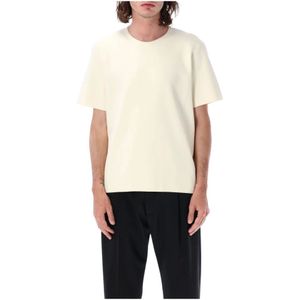 Jil Sander, Luxe Viscose Blend Crewneck T-Shirt Wit, Heren, Maat:M