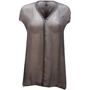 Rick Owens Pre-owned, Pre-owned, Dames, Grijs, M, Pre-owned Silk tops