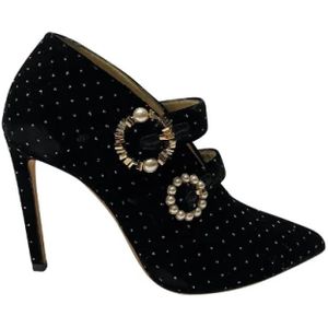 Jimmy Choo Pre-owned, Pre-owned, Dames, Zwart, 36 EU, Pre-owned Velvet heels