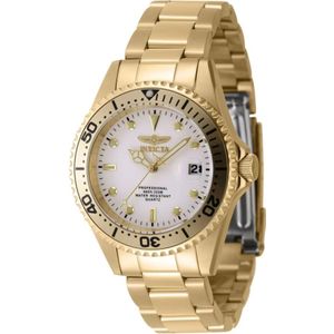 Invicta Watches, Accessoires, Heren, Geel, ONE Size, Pro Diver Quartz Horloge - Witte Wijzerplaat