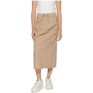 Street One, Rokken, Dames, Beige, L, Katoen, Beige Katoenen Rok met Zakken