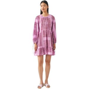Antik Batik, Katoenen voile print mini jurk Nalii Roze, Dames, Maat:XS